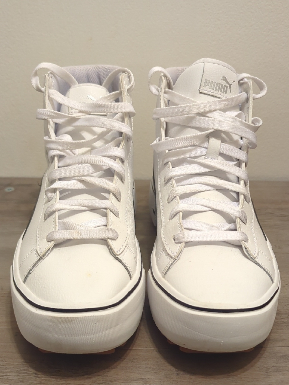 Puma White High-Top Leather Sneakers